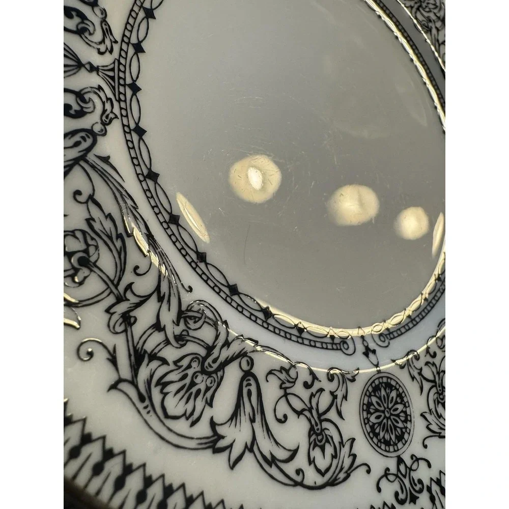 Royal Worcester 1966 Padua Plates Set of 4 Black White Bone China England 6